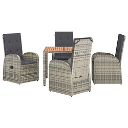 Avis Salle à manger de jardin 5 pcs,Table et chaise à dîner avec coussins Gris -MN31705