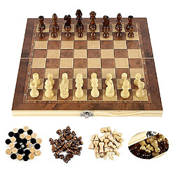 Universal (marron) (39x39cm) 3 sur 1 jeu d'échecs en bois jeu de planche backgammon jeu de puzzle échiquier plié