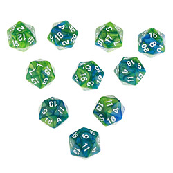 Avis 10 Pcs 20 Faces Dés D20 Polyédrique Dés Pour Donjons Et Dragons Jeux De Table Vert Violet