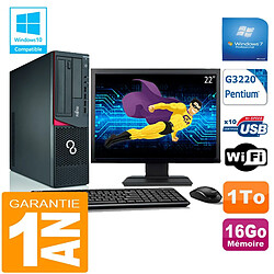 PC Fujitsu Esprimo E720 E85+ SFF G3220 RAM 16Go Disque 1 To Wifi W7 Ecran 22" - Occasion