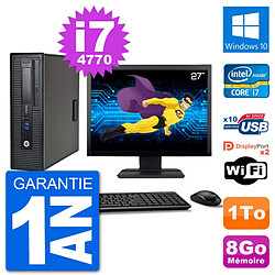 PC HP EliteDesk 800 G1 Ecran 27" Core i7-4770 RAM 8Go Disque 1To Windows 10 Wifi · Occasion 