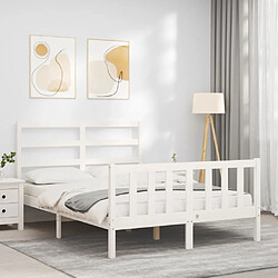 Acheter Maison Chic Cadre/structure de lit avec tête de lit pour adulte - Lit Moderne Chambre blanc 120x200 cm bois massif -MN38834