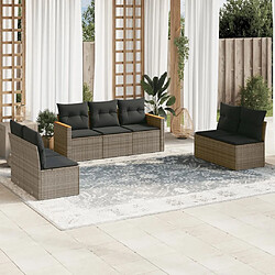 vidaXL Salon de jardin avec coussins 7 pcs gris résine tressée 