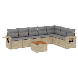 vidaXL Salon de jardin avec coussins 8 pcs beige résine tressée