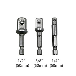 Wewoo 3 PCS / Set Barre d'extension Hex Shank Adaptateur Foret Écrou Power Bit 1/4, 3/8, 1/2 pouce, Longueur: 50mm