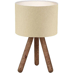 Hanah Home Lampe à poser e bois et tissu Carla beige. Lampe à poser e bois et tissu Carla beige