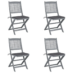 Maison Chic Lot de 4 Chaises pliables d'extérieur avec coussins | chaises de jardin | Fauteuil Relax Bois d'acacia -GKD86396