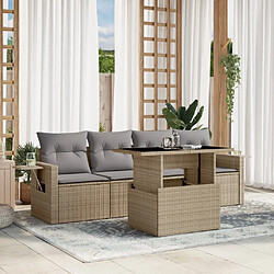 vidaXL Salon de jardin avec coussins 5 pcs beige résine tressée 