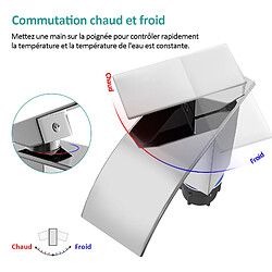 EMKE Cascade de robinet de lavabo, robinet de lavabo pour salle de bain, robinet de salle de bain en acier inoxydable, mitigeur de lavabo à levier unique avec hauteur de bec 117 mm, Chrome