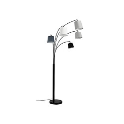 Vente-Unique Lampadaire 5 abat-jours VARIETONE - base marbre et tissu gris et blanc - H. 210 cm 