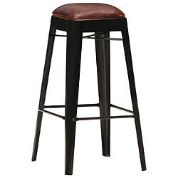 vidaXL Tabourets de bar lot de 2 noir cuir véritable