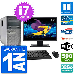 PC Tour Dell 990 Ecran 19" Intel i7-2600 RAM 32Go Disque 500Go Windows 10 Wifi · Occasion 