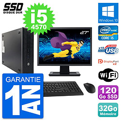 PC HP 600 G1 SFF Ecran 27" Intel Core i5-4570 RAM 32Go SSD 120Go Windows 10 Wifi · Occasion 