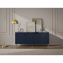 Vente-Unique Buffet avec 4 portes en MDF et acier - Bleu et doré - YESINIA