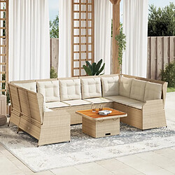 vidaXL Salon de jardin avec coussins 7 pcs beige résine tressée 