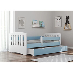 Lit classique, bleu, sans tiroir, matelas 140/80 