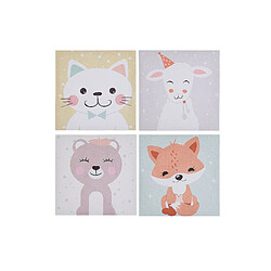 Beliani Set de 4 toiles imprimées motif animaux multicolores 30 x 30 cm BOMBI