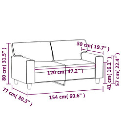 vidaXL Canapé à 2 places Crème 120 cm Similicuir pas cher