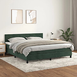 Maison Chic Lit adulte- Lit + matelas,Sommier à lattes de lit et matelas Vert foncé 180x200cm Velours -GKD61667