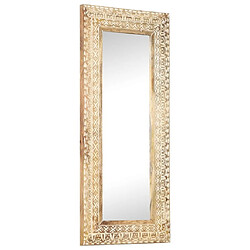 vidaXL Miroir sculpté à la main 110x50x2,6 cm Bois de manguier solide pas cher