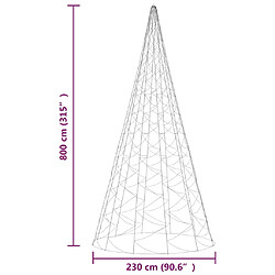 vidaXL Sapin de Noël sur mât de drapeau 3000 LED Blanc froid 800 cm pas cher