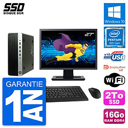 PC HP ProDesk 600 G3 SFF Ecran 27" Intel G4400 RAM 16Go SSD 2To Windows 10 Wifi · Occasion 