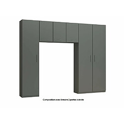 Inside 75 Ensemble de rangement pont 3 portes gris graphite mat largeur 280 cm