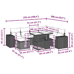 vidaXL Salon de jardin avec coussins 8 pcs beige résine tressée pas cher