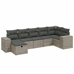 Maison Chic Salon de jardin avec coussins 7 pcs, Ensemble Tables et chaises de jardin, gris résine tressée -GKD928495