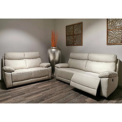 BOIS & CHIFFONS Canapé 3 places, 2 relax manuels Jerez Gris beige