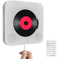 Chrono Lecteur CD Portable avec Bluetooth,Haut-Parleur HiFi Mural intégré,Haut-parleurs Audio pour la Maison avec Radio FM à Distance,Prise Casque USB MP3 3,5 mm Entrée/Sortie AUX,blanc