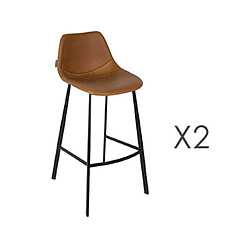 Mes Lot de 2 chaises de bar H80 cm en PU marron - FRANKY 