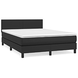 vidaXL Sommier à lattes de lit avec matelas Noir 140x200 cm Similicuir