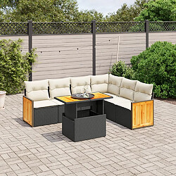 Maison Chic Ensemble Tables et chaises d'extérieur 7pcs avec coussins,Salon de jardin noir résine tressée -GKD265611