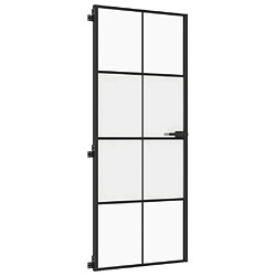 Acheter vidaXL Porte intérieure mince noir 83x201,5 cm verre trempé aluminium