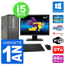 PC Tour HP ProDesk 600 G1 Ecran 22" i5-4570 RAM 8Go Disque 2To Windows 10 Wifi - Occasion