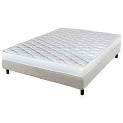 Ebac Matelas et sommier 140x190 Marly - Newkit - Soutien ferme - Sommier démonté - Crème