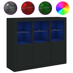 Maison Chic Lot de 3 Commode Buffet - Meuble de rangements avec lumières LED noir bois d'ingénierie -GKD47748