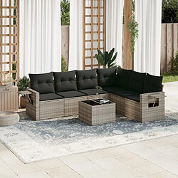 vidaXL Salon de jardin avec coussins 7 pcs gris clair résine tressée 