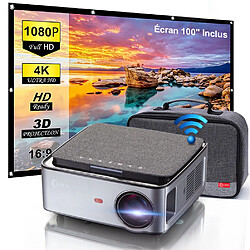 FLZEN Vidéoprojecteur Wifi 1080p Natif 4K 300" Max