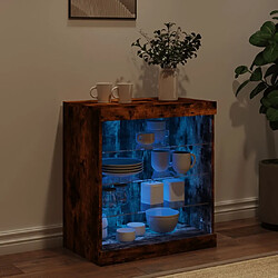 Avis Maison Chic Commode Buffet - Meuble de rangement avec lumières LED chêne fumé 60,5x37x67 cm -GKD29460