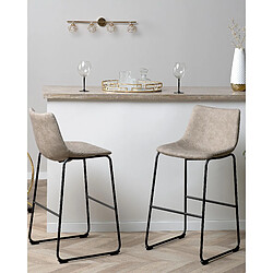 Beliani Tabouret de bar Set de 2 Tissu Beige FRANKS