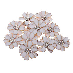 Avis 10pcs perle strass fleur bouton cristal flatback ornements décoration blanc + strass