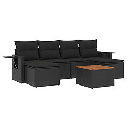 Maison Chic Ensemble Tables et chaises d'extérieur 7pcs avec coussins,Salon de jardin noir résine tressée -GKD959303