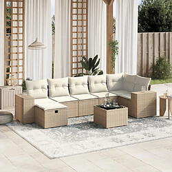 vidaXL Salon de jardin avec coussins 8 pcs beige résine tressée 