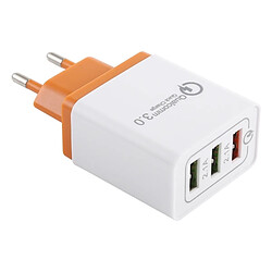 Wewoo Chargeur 2.1A 3 ports USB rapide de voyage, prise UE (Orange)