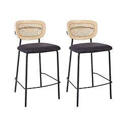 Beliani Tabouret de bar Set de 2 Tissu Noir MAYETTA 