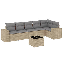 Maison Chic Salon de jardin avec coussins 7 pcs | Ensemble de Table et chaises | Mobilier d'Extérieur beige résine tressée -GKD38100