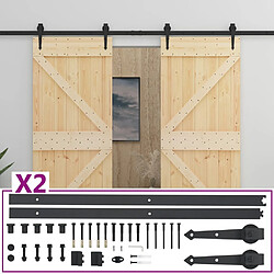 vidaXL Porte coulissante avec kit de quincaillerie 80x210cm Pin massif