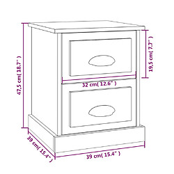 vidaXL Table de chevet blanc 39x39x47,5 cm bois d’ingénierie pas cher